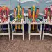 Set of Adirondack ski bar stools