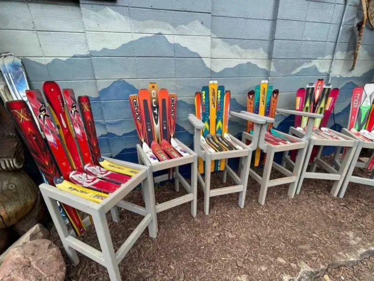 Set of Adirondack ski bar stools