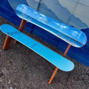 Blue Double Snowboard Bench