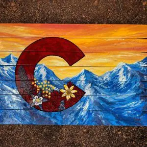 Colorado mountain sunset ski wall art