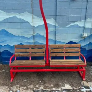Original Red Center Pole Ski Chairlift Bench from Ober Gatlinburg Ski Resort