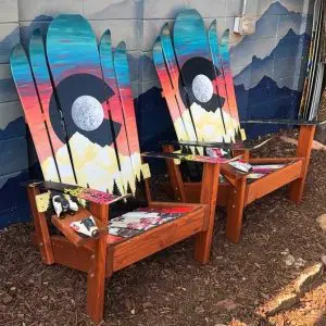 Teal Colorado sunset moon Adirondack hybrid ski/snowboard chairs