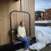 Outdoor metal ski lift hanging bench