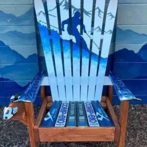Snowy mountain skier Adirondack ski chair