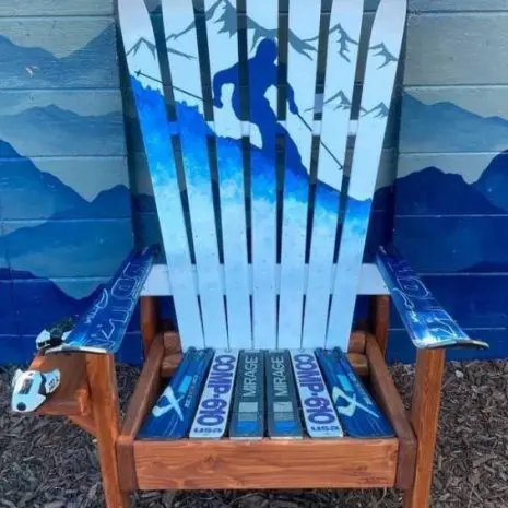 Snowy mountain skier Adirondack ski chair