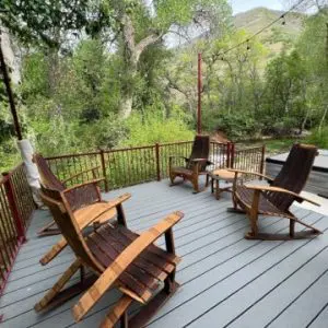 Wine Barrel Adirondack Chairs with Matching Side Tables - Set of 6