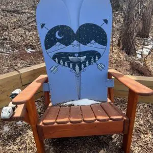Lavender Heart and Canoe on a Mountain Lake Snowboard Chair