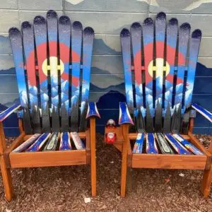 Colorado Flag Night Mural Ski Chairs - Set of 2