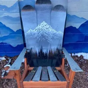 Grey, Black, Silver Mountain Mural Snowboard Chair