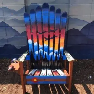 Sunset Mountain Mural U.S. Air Force Fighter Jets Themed Ski Chair