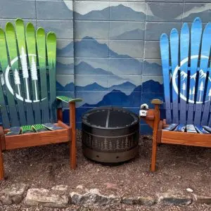 Blue Mountain and Green Forest Ski Chairs - Set of 2