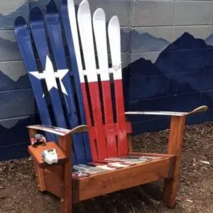 Texas state flag wooden ski chair