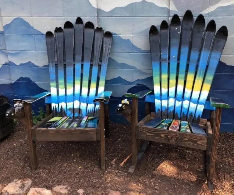 Northern Lights Mountain Mural Ski Chairs with Dark Walnut Base – Set of 2