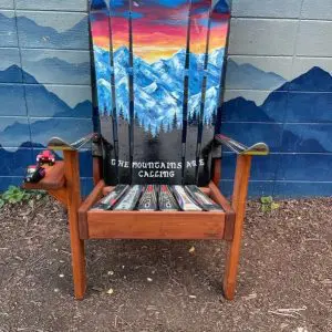 Sunset Mountain Ski & Snowboard Chair - "The Mountains are Calling"