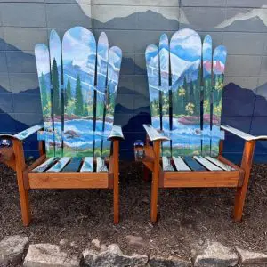 Rocky Mountain Watercolors Mural Adirondack Ski & Snowboard Chairs - Set of 2