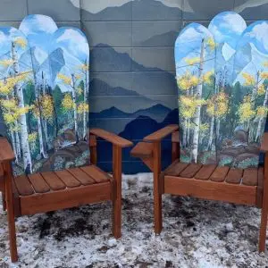Aspen Forest Mural Snowboard Art Chairs - Set of 2