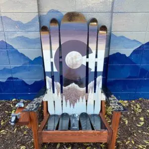 Brown & Beige Colorado Mountain Adirondack Ski and Snowboard Chair