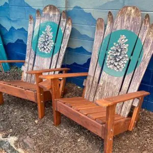 Pinecone Mural Ski & Snowboard Chairs - Set of 2