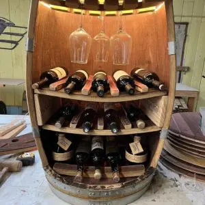 Wine Barrel Liquor Cabinet with Middle Shelves