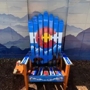 Bear and Mountain Mural with Skier Front Board Chair