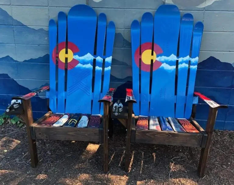 Dark Walnut Hybrid Colorado Mountain Stripe Ski Chairs – Set of 2