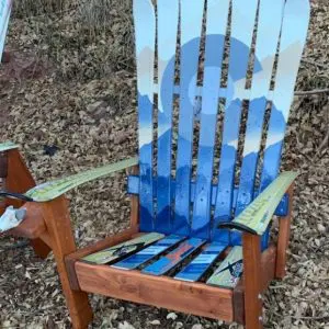 Blue mystic mountain Colorado Adirondack ski chair