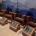 Set of Adirondack golf club chairs and ottomans