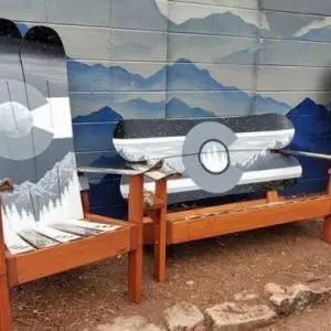 Grey and Silver Colorado Flag, Mountain Chairs with Matching Bench - Set of 3