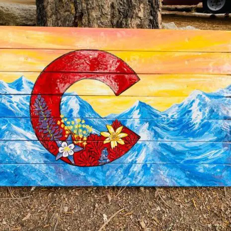 Colorado mountain sunset ski wall art