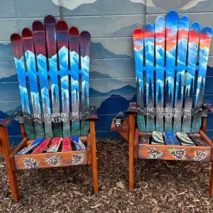The Mountains are Calling Mural Adirondack Ski Chair