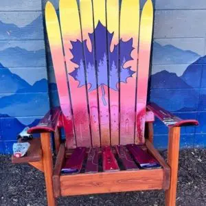 Canadian Maple Leaf Sunset Adirondack Ski Chair