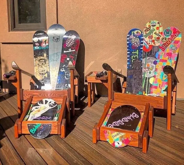 2 Customizable Adirondack Snowboard Chairs, 2 Matching Ottomans & 1 Side Table – Set of 5