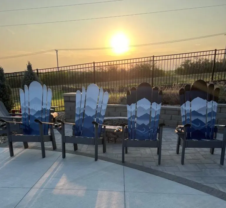 Monochromatic Grey Base | Blue Mystic Mountains Adirondack Snowboard & Ski Chairs – Set of 4