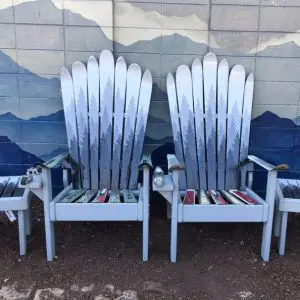 Grey Stain Monochromatic Forest Mural Chairs and Tables - Set of 4