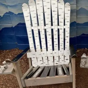 Aspen Bark Ski Chair with Grey Stained Base