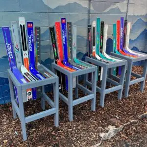 Customizable Stained Ski Bar Stools - Set of 4