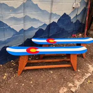 Snowboard Benches with Colorado Flag - Set of 2