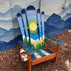 Green/blue Colorado mountain ski chair