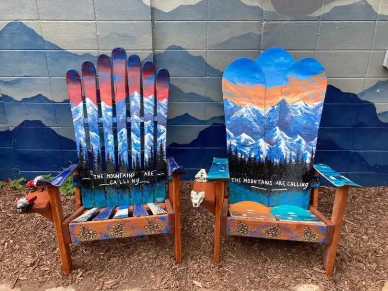 Colorado mountain mural ski chairs