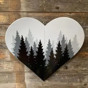 Grey and Black Snowboard Heart Wall Art