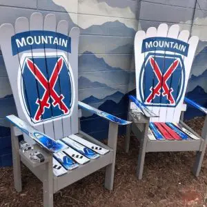 10th Mountain Division Tall Base Ski Chairs - Set of 2