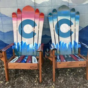 Colorado Moon, Green Sky & Sunset Adirondack Snowboard & Ski Chairs - Set of 2