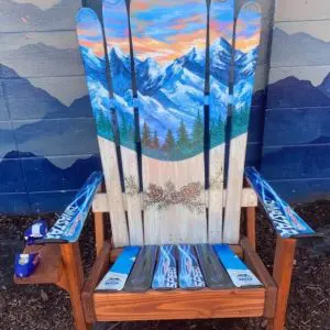 Sunset Pinecone Mountain Adirondack Ski Chair