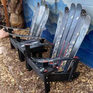 Customizable Premium Adirondack Ski Chairs with Black Stained Ebony Base - Set of 2