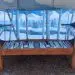 Fresh Falling Snow Winter Snowboard Bench