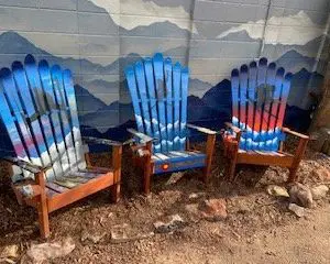 Freestyle Skier Mountain Stripe Ski Chairs - Set of 3