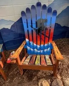 Cliff Drop Skier Sunset Mountain Stripe Ski Chair