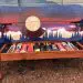 maroon Sunset Colorado Snowboard Bench