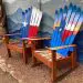 Repurposed, handpainted, Colorado, ski, snowboard, skichair, outdoor, furniture, wooden, Texas, sunset, flag