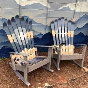 Grey Colorado Flag and Mountains Rocking Ski Chairs - Set of 2